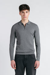 MAGLIA POLO MEZZA ZIP IN COSTINA GRIGIO MEDIO